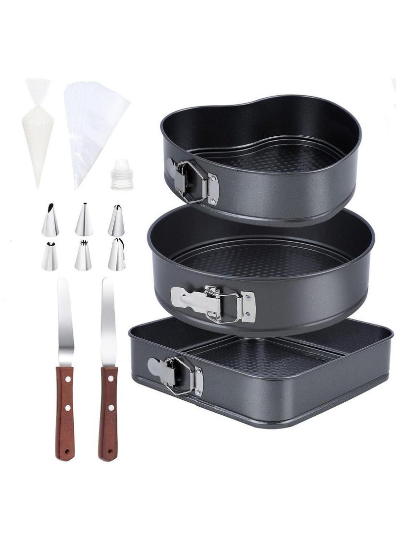 Bluejw 62-Piece Carbon Steel Baking Tray Circular Cake Mold Heart-Shaped Square Buckle Adjustable Bottom Baking Tray Flower Mouth Baking Tool - Image 1