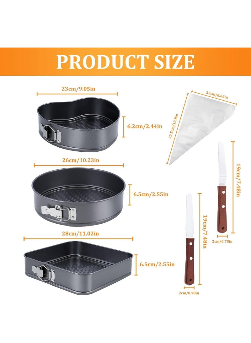 Bluejw 62-Piece Carbon Steel Baking Tray Circular Cake Mold Heart-Shaped Square Buckle Adjustable Bottom Baking Tray Flower Mouth Baking Tool - Image 2