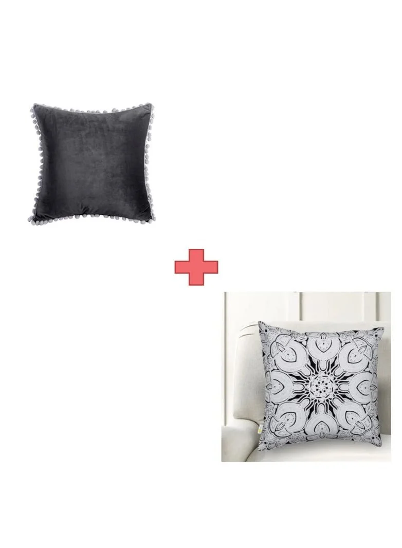 Donetella 2-piece embroidered cushion cover (45x45 cm) without filler Black