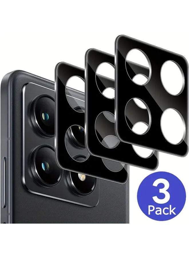 3 حزمة من واقي عدسة الكاميرا الزجاجي المقوى الأسود لشاومي 14T برو - مقاوم للخدش وبصمات الأصابع - Image 1