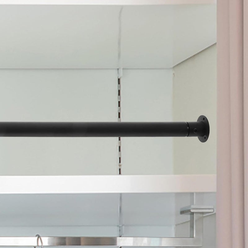 Adjustable Hanging Closet Rod Heavy Duty Extendable Wardrobe Rail 50-80cm Black Telescopic Clothes Rod for Bathroom Bedroom Storage - Image 4