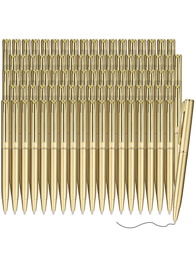 Teling 72 Pcs Small Ballpoint Pen Mini Pens Bulk 4 Inch Short Small Pens Tiny Pen Ink Ballpoint Pens For Notebook Pockets Signature Notepads School Office(Gold)  - Image 1