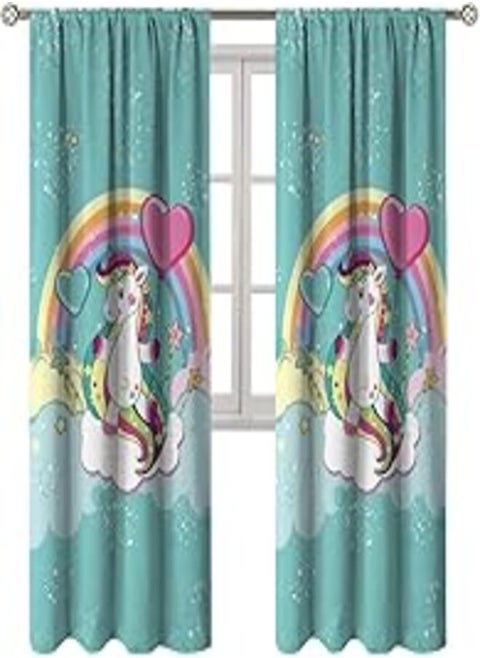 Naguib selim k20 3d printed curtain for kids bedroom, multi color, 280 * 140 cm
