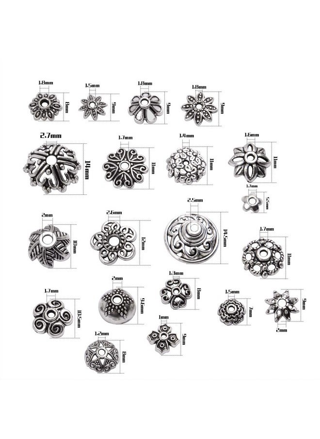 BronaGrand - 200Pcs Tibetan Silver Flower Bead Caps Bead Caps Spacer Beads Bali Style Jewelry Findings For Necklace Bracelet,20 Styles - Image 1