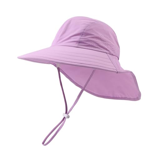 Yuoahcn Toddler Summer Hat with Neck Flap Waterproof Kids Swim Hat Baby UV Protection Sun Hats Beach Cap for Boys Girls 14 Years Purple - Image 1
