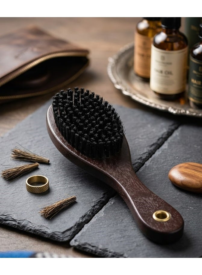 فرشاة شعر بيضاوية كبيرة - مقبض من الخشب الطبيعي - مصممة بشكل مثالي لتصفيف الشعر - ماكينة تشذيب اللحية للرجال
