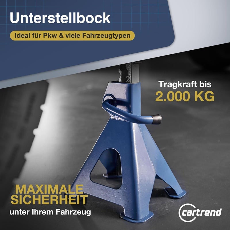 CARTREND professional stand, 2 ton load capacity, for work under the vehicle, height-adjustable from 256 mm to 411 mm - Image 2