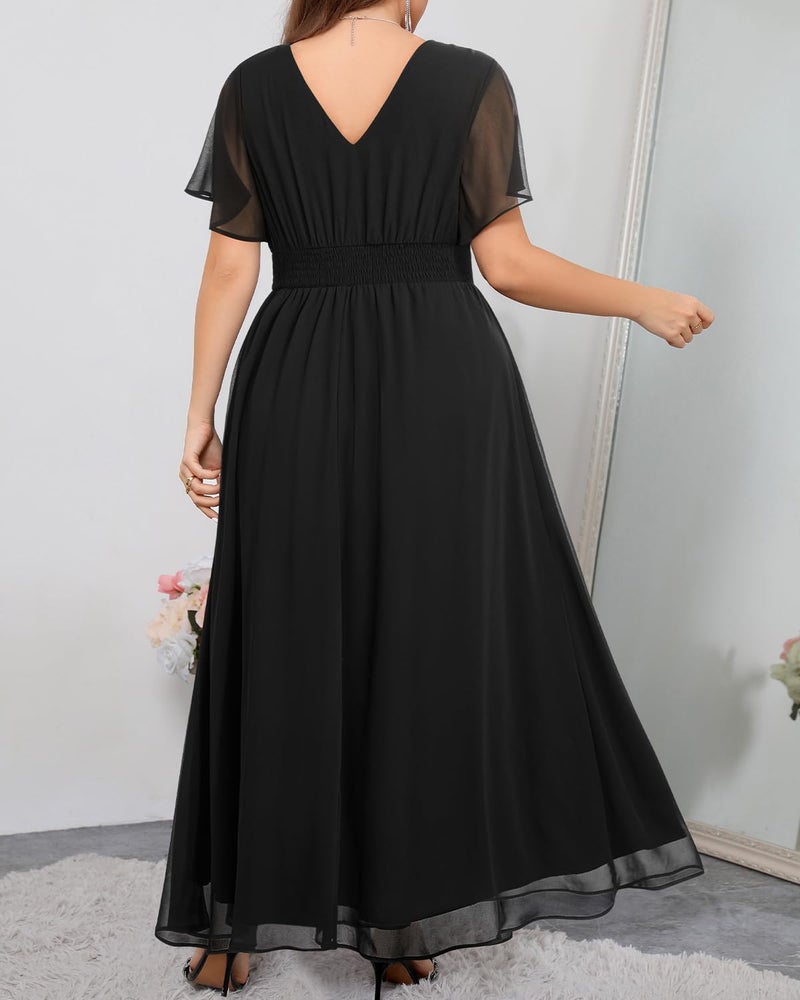Talisea Black Formal Dresses for Women Plus Size Wedding Guest Long Maxi Elegant Evening Gowns Bridesmaid Chiffon Dress 2025 - Image 5