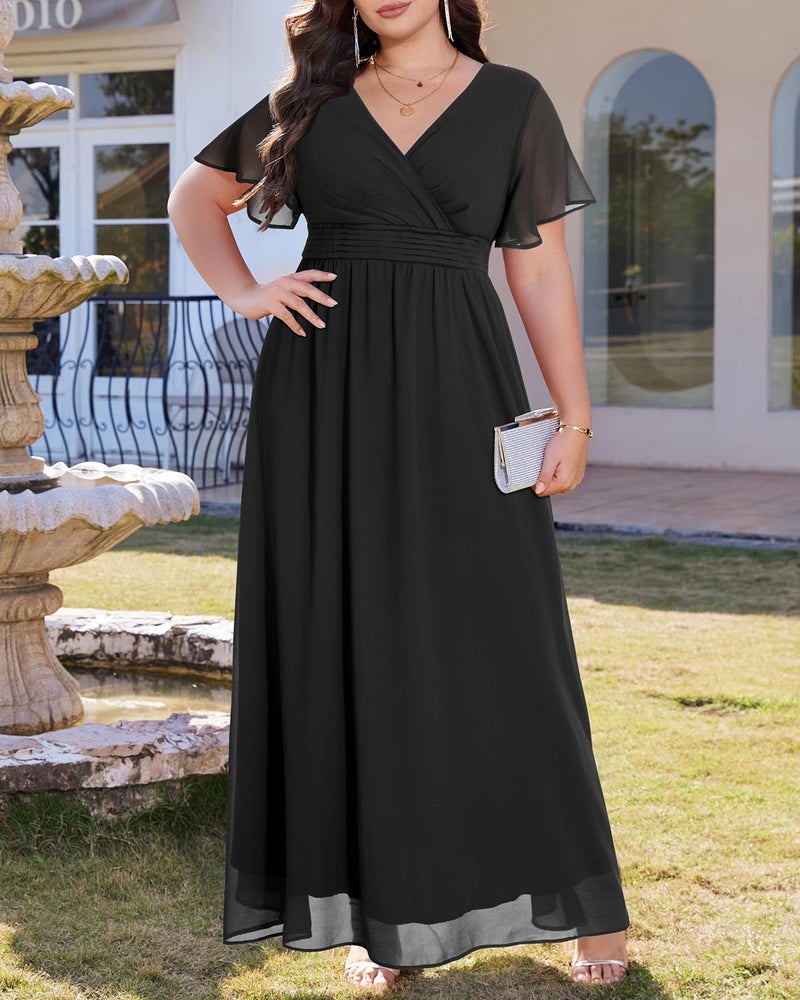 Talisea Black Formal Dresses for Women Plus Size Wedding Guest Long Maxi Elegant Evening Gowns Bridesmaid Chiffon Dress 2025 - Image 4