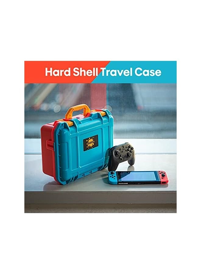 PROMASS Carrying Case for Nintendo Switch OLED Travel Case Professional Deluxe Waterproof Case Soft Lining Hard Case for Nintendo Switch Console Pro Controller & Accessories, by Hcosmy (Orange Blue) - Image 2