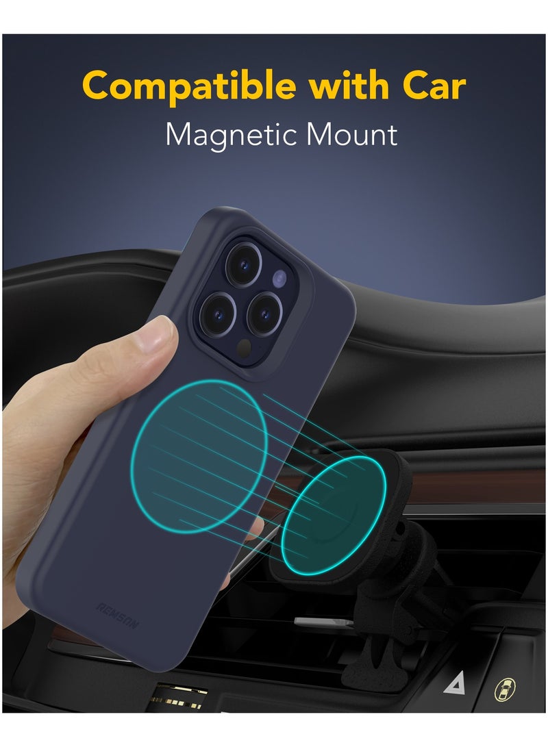 Remson غطاء سيليكون واقي هجين مغناطيسي من ريمسون ماج-إكس متوافق مع آيفون 15 برو ماكس - 6.7 بوصة - أزرق منتصف الليل - Image 2