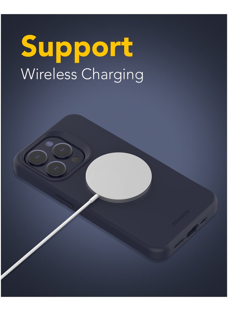 Remson غطاء سيليكون واقي هجين مغناطيسي من ريمسون ماج-إكس متوافق مع آيفون 15 برو ماكس - 6.7 بوصة - أزرق منتصف الليل - Image 4