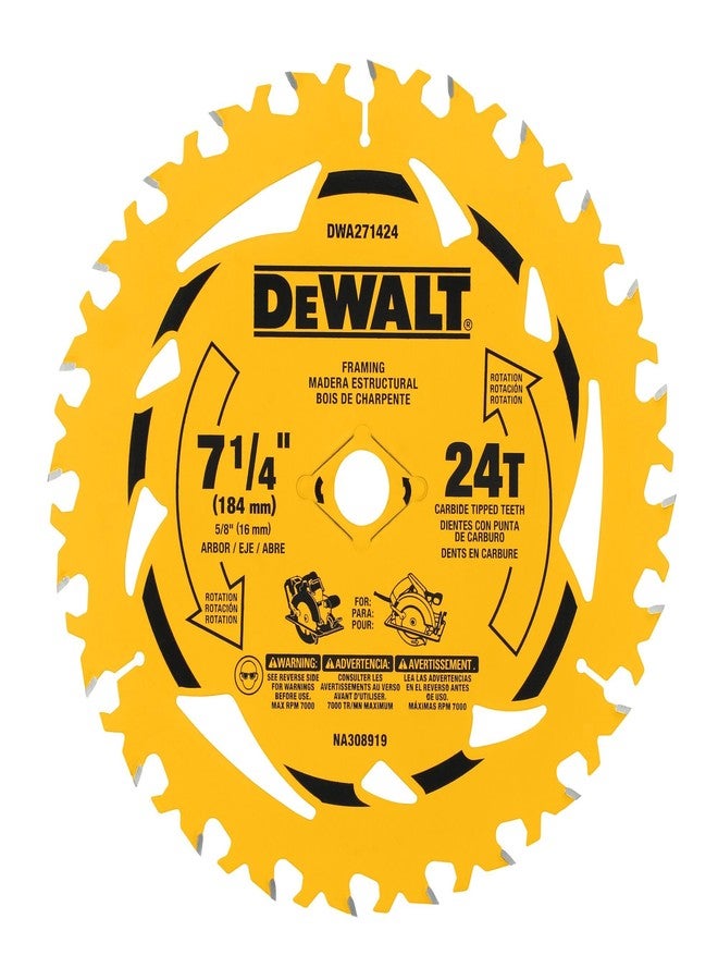 DEWALT 7-1/4 in. 24T Circular Saw Blade, Smooth Cutting, Superior Tracking and Durability (DWA271424) - Image 1