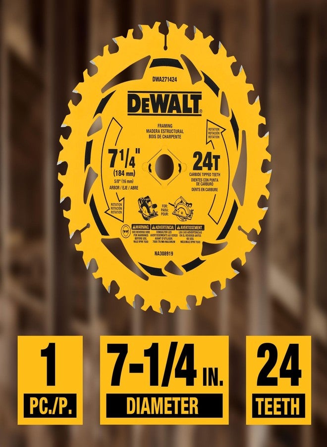 DEWALT 7-1/4 in. 24T Circular Saw Blade, Smooth Cutting, Superior Tracking and Durability (DWA271424) - Image 3