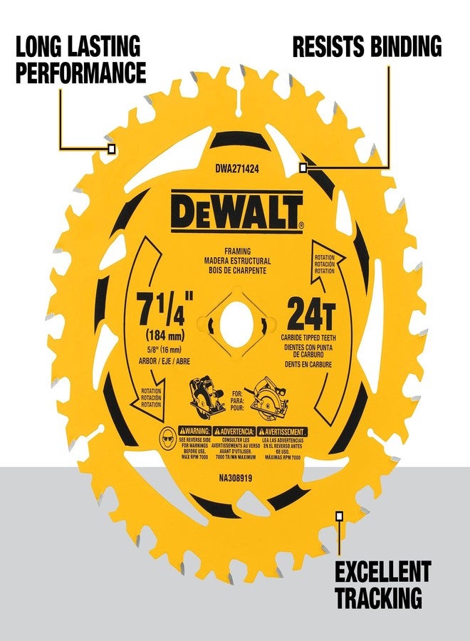 DEWALT 7-1/4 in. 24T Circular Saw Blade, Smooth Cutting, Superior Tracking and Durability (DWA271424) - Image 2