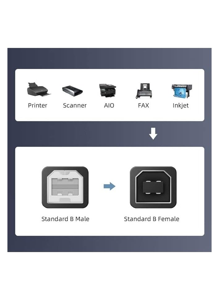 erorex - Left Angled 90 Degree Micro USB OTG to Standard B Type Printer Scanner Hard Disk Cable 60cm - Image 1