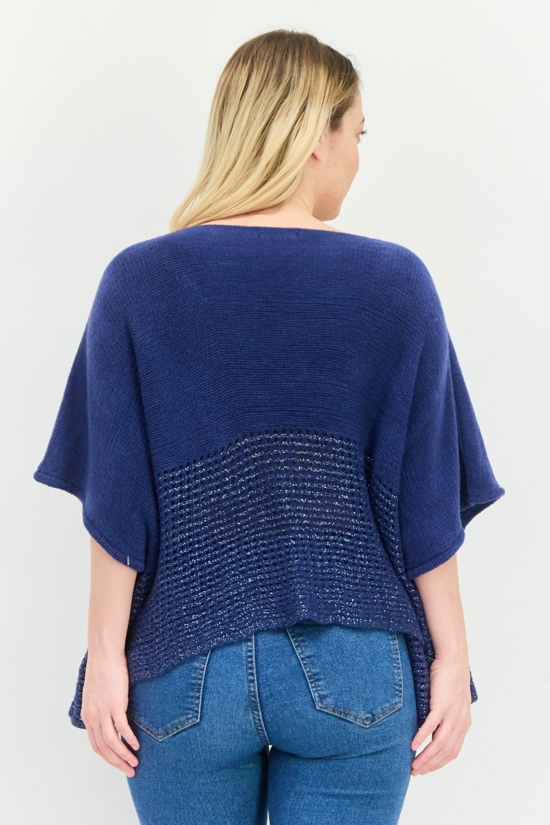 HALSTON Women Textured Poncho, Grey  - Image 4
