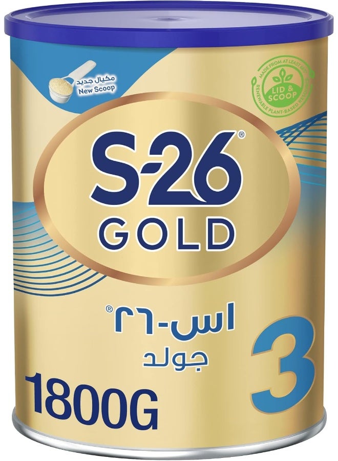 S.26 حليب S26 جولد المرحلة 3، من 1 إلى 3 سنوات، تركيبة نمو للأطفال الصغار من عمر سنة إلى 3 سنوات، مصنوعة من حليب البقر - Image 1