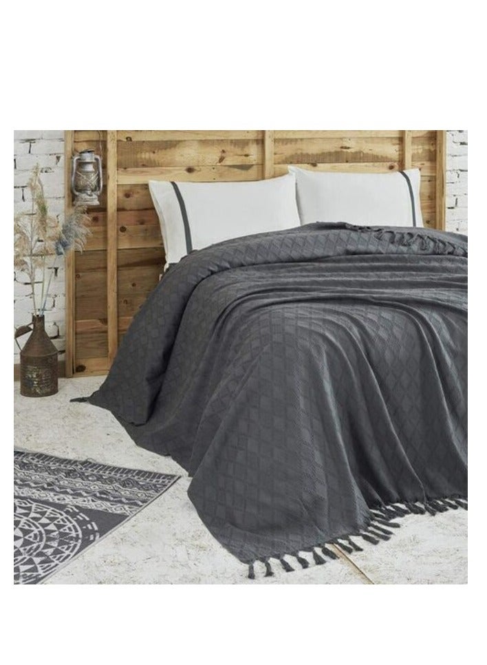 PROMASS Bedding Sets Double/Full Size Cotton Check Pattern Grey