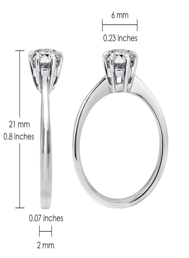 SILVERLINE JEWELRY Stainless Steel Solitaire Cubic Zirconia 7mm Round Cut Engagement Wedding Band Ring, Silver Tone Size 6.5 - Image 5