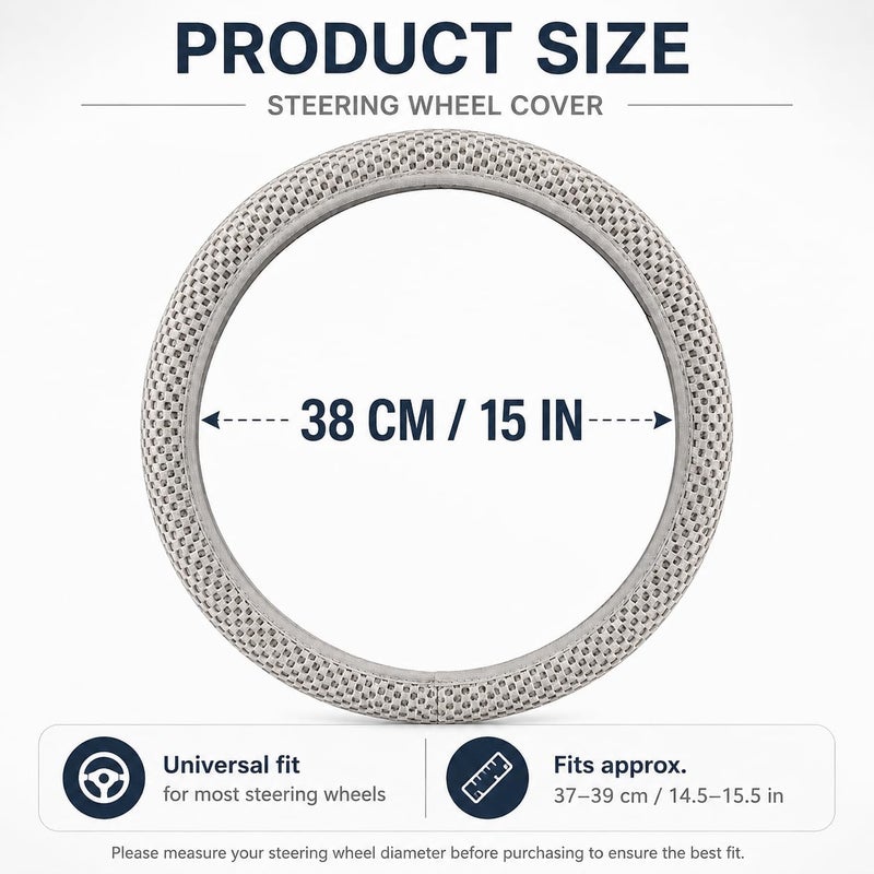 Excefore Universal Elastic Stretch Steering Wheel Cover, Car Steering Wheel Cover, 15 inch Microfiber Breathable Anti-Slip, Odorless Easy Carry for Auto Truck Van SUV (Grey) - Image 5