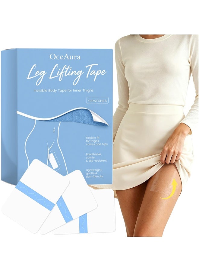 OceAura Leg Lifting Tape, Slimming Thigh Lift Tape, Instant Firming Lift Tape For Legs, Thigh & Buttock, Waterproof Invisible Firming Patches For Legs, Reducing Thigh Friction, Lift And Patches Legs For Sagging Skin, Stomach, Arms, Body Tape For Women (10Pcs) - Image 1