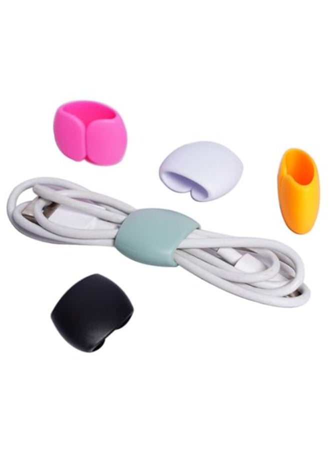 COOLive 25Pcs Reusable Silicone Cord Organizer, Headphone Earphone Cable Organizer Cord Management Wrap Winder Headphone Cable Winder, Phone Charger Wire Clips for Business Travel Colors Random - Image 1