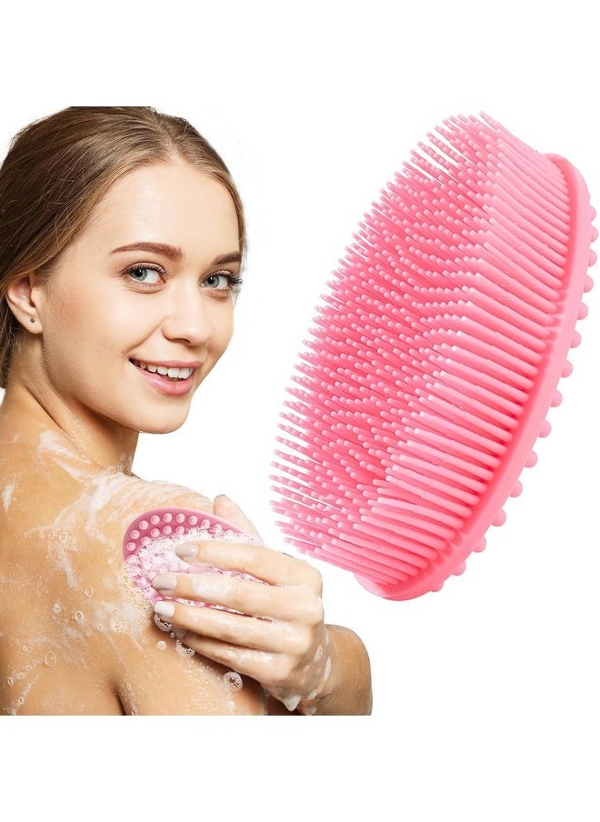 Etta ETTA® Exfoliating Silicone Body Scrubber Body Silicone Scrubber Brush Silicone Body Wash Scrubber for Skin Exfoliation,Silicone Baby Bath Scrubber Baby Bath Brush | Silicon Bath Brush (MULTICOLOUR) PINK/Black PACK OF 1  - Image 1