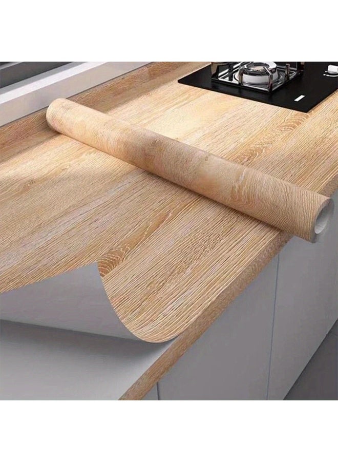Zeemey 1pc Wood Grain PVC Wallpaper - Self-Adhesive, Oil-Resistant, Easy to Remove, Ideal for Kitchen Countertops, Cabinets, Tables, and Walls, Kitchen Decoration | Modern Kitchen Decor | Easy Installation, Wallpaper for Kitchen(40*500CM) - Image 5