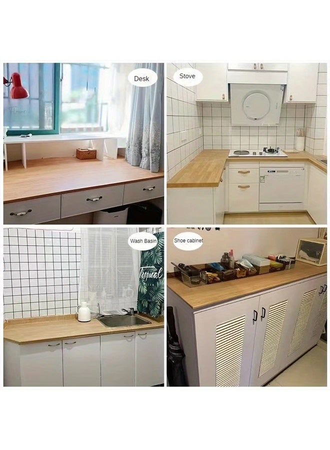 Zeemey 1pc Wood Grain PVC Wallpaper - Self-Adhesive, Oil-Resistant, Easy to Remove, Ideal for Kitchen Countertops, Cabinets, Tables, and Walls, Kitchen Decoration | Modern Kitchen Decor | Easy Installation, Wallpaper for Kitchen(40*500CM) - Image 4