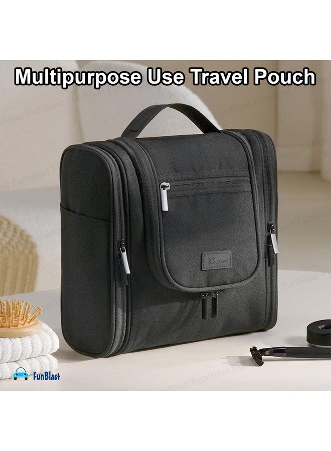 FunBlast Hanging Toiletry Bag for Men & Women - Cosmetic Makeup Pouch Organizer, Bathroom Bag, Shaving Kit Bag, Toiletry Kit, Cosmetics, Gadget, Make up and Accessories Bag for Women (Black) - Image 3