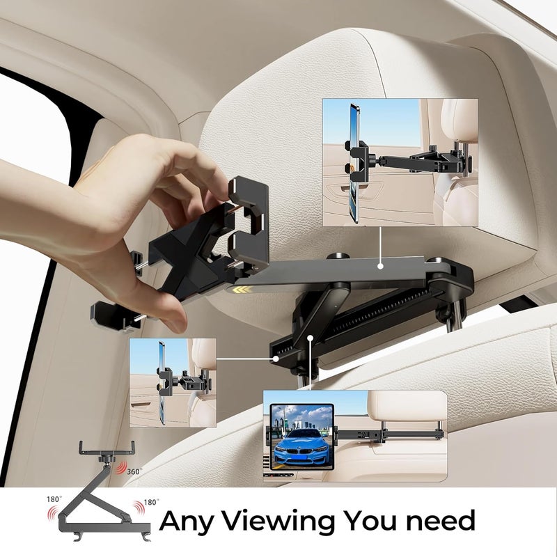 Peastrex Car Headrest iPad Holder - Aluminium Arm Tablet Mount for 4.7-13" Devices - Image 5