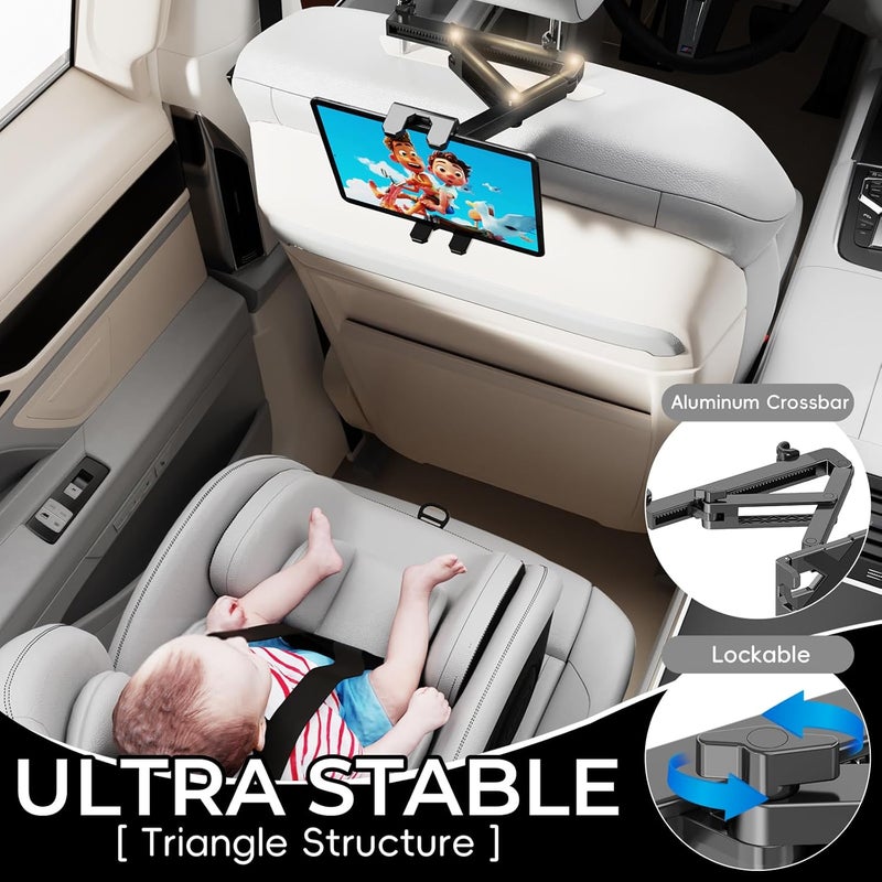 Peastrex Car Headrest iPad Holder - Aluminium Arm Tablet Mount for 4.7-13" Devices - Image 3