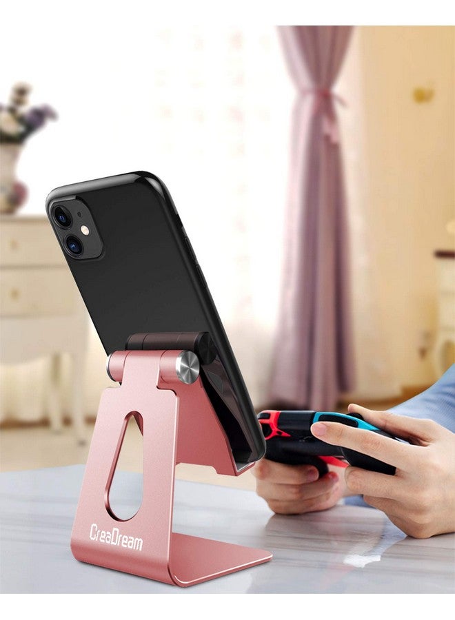 CreaDream Adjustable Cell Phone Stand, Phone Stand, Cradle, Dock, Holder, Aluminum Desktop Stand Compatible with Phone 16 15 14 13 12 11 Pro Max Plus SE, Accessories Desk, All Mobile Phones-Rose Gold - Image 4