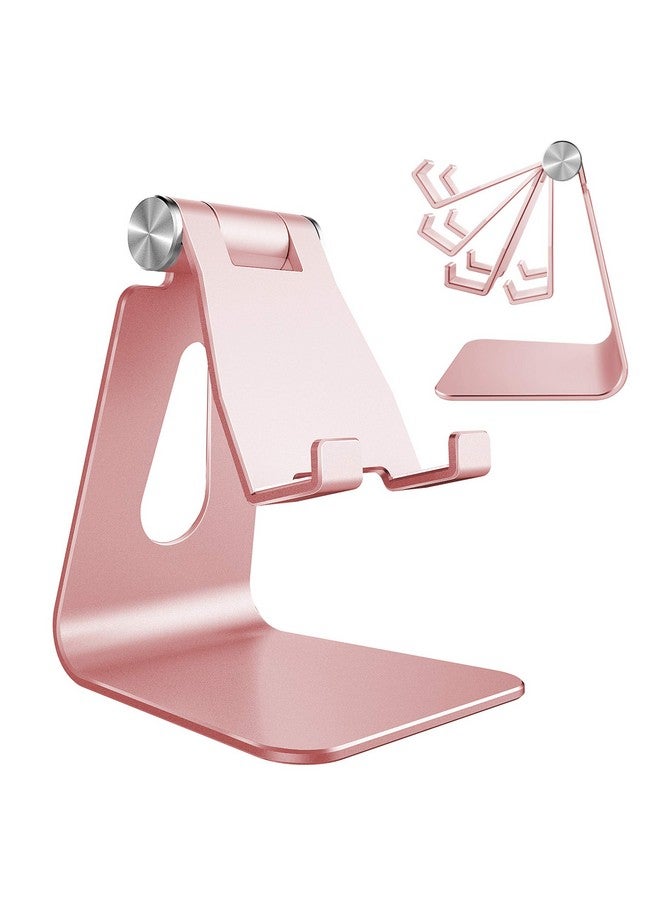 CreaDream Adjustable Cell Phone Stand, Phone Stand, Cradle, Dock, Holder, Aluminum Desktop Stand Compatible with Phone 16 15 14 13 12 11 Pro Max Plus SE, Accessories Desk, All Mobile Phones-Rose Gold - Image 1