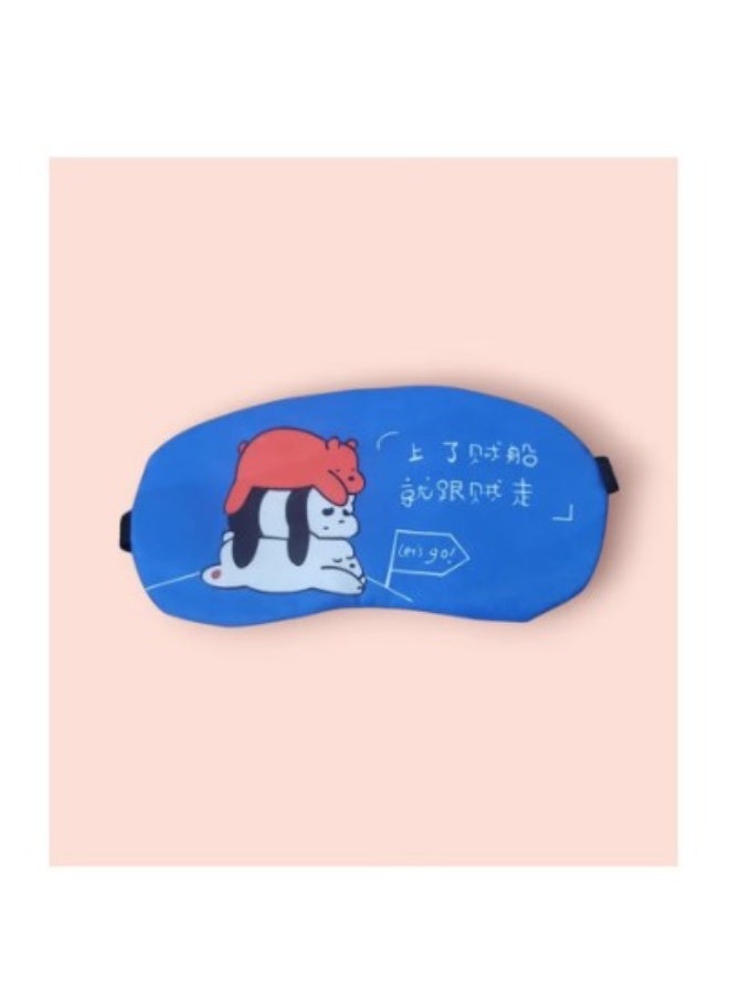قناع نوم مريح للعينين – غطاء ناعم لحجب الضوء بتصميم كرتوني لطيف وحزام مطاطي قابل للتعديل – خامة ساتان وقطن قابلة للتنفس – مثالي للسفر والنوم والقيلولة – أزرق – 1 قطعة - Image 1