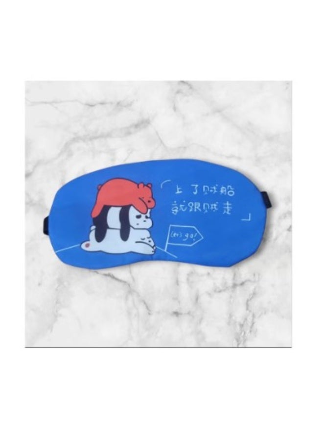 قناع نوم مريح للعينين – غطاء ناعم لحجب الضوء بتصميم كرتوني لطيف وحزام مطاطي قابل للتعديل – خامة ساتان وقطن قابلة للتنفس – مثالي للسفر والنوم والقيلولة – أزرق – 1 قطعة - Image 2