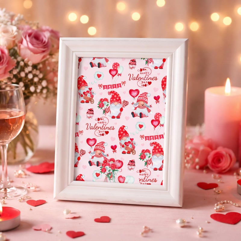 Yarcony Valentines Wrapping Paper, Elegant Pink Gift Wrapping paper, Reversible Happy Gnomes and Love Gift Wrap for Valentine's Day, Anniversary, Birthday, Mother's day,Wedding(Mini Roll, 17 Inch X 33 Feet) - Image 5