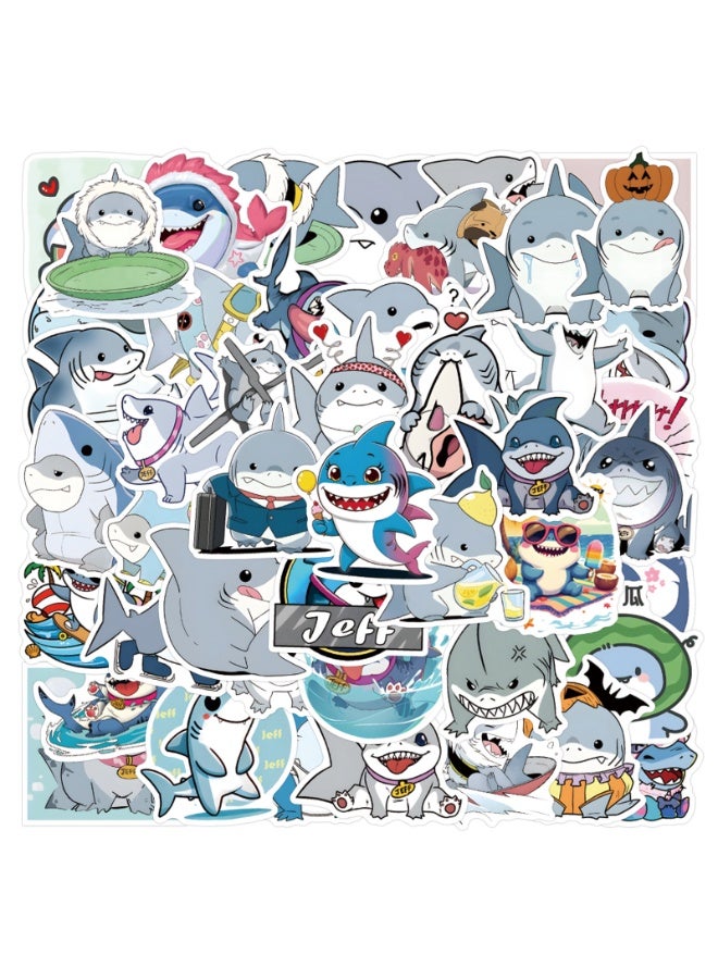 NIBEMINENT 54 Pcs Jeff The Shark Deco Kit Waterproof Stickers, High Definition Printing Bright Colors, Suitable for Laptop Skateboard Luggage Water Bottle Guitar DIY - Image 2