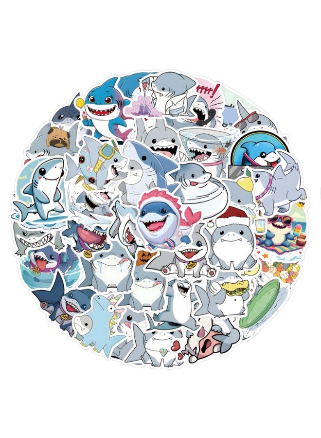 NIBEMINENT 54 Pcs Jeff The Shark Deco Kit Waterproof Stickers, High Definition Printing Bright Colors, Suitable for Laptop Skateboard Luggage Water Bottle Guitar DIY - Image 1