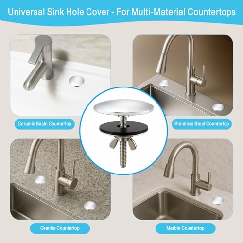 XNTONG - 2-Inch Faucet Hole Cover, Sink Hole Cover, Solid Brass Chrome-Plated Kitchen Sink Tap Hole Plate Stopper Cover for Home Kitchen and Bathroom, Kitchen Sink Hole Covers (Silver) - Image 5