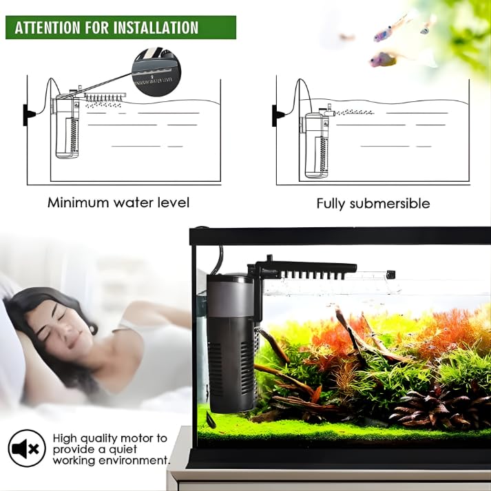 VAYINATO Sobo Waterfall Type Aquarium Fish Tank Internal Filter (WP-1105F | 5W | 200L/H) - Image 2