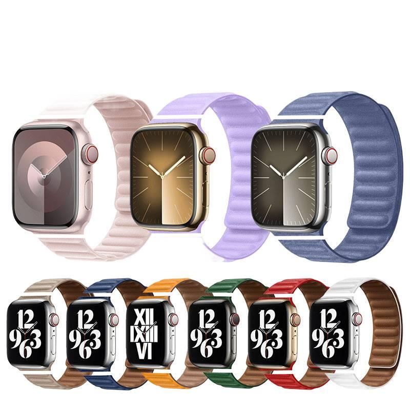 Adjustable Leather Classic Strap Smartwatch Band Compatible with Apple Watch 38 40 41 42 44 45 49mm with Fit Replacement Strap in Blue - Image 2