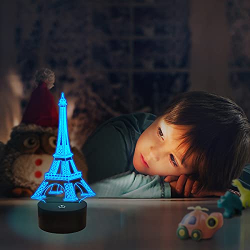 FULLOSUN Eiffel Tower Nightlight 3D Illusion Lamp Visual Bedroom Decoration LED Lamp with Remote Control 16 Color Changing Paris Fashion Style Acrylic Gifts for Birthday Xmas - Image 5