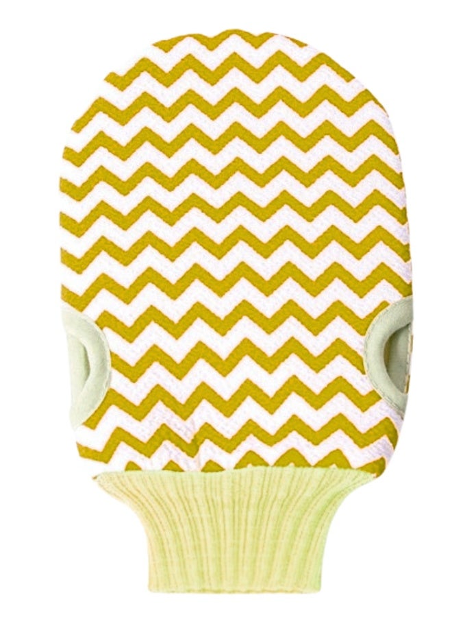 قفاز تقشير  فاخر بسماكة عالية وتصميم "زيجزاج" المبتكر بمقاس 12  × 22 سم - ليفة استحمام احترافية بخيوط متينة وتوسيع مرن للمعصم - قفاز مزدوج الوجه لإزالة الجلد الميت العميق وتجديد خلايا البشرة بفعالية تدوم طويلاً - لون عشوائي - Image 1