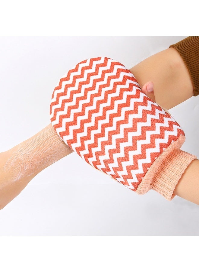 قفاز تقشير  فاخر بسماكة عالية وتصميم "زيجزاج" المبتكر بمقاس 12  × 22 سم - ليفة استحمام احترافية بخيوط متينة وتوسيع مرن للمعصم - قفاز مزدوج الوجه لإزالة الجلد الميت العميق وتجديد خلايا البشرة بفعالية تدوم طويلاً - لون عشوائي - Image 4