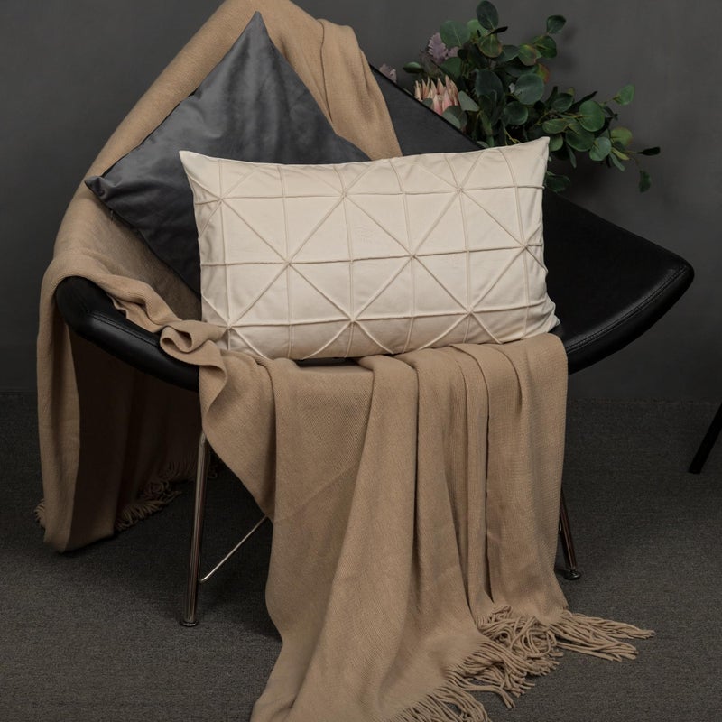 JWH Velvet Pillow Covers Decorative Line Throw Pillow Case Lumbar Pillowcase Soft Cushion Cover for Bed Couch Bedroom Chair Sofa 14x24 Inch Creamy White - Image 5
