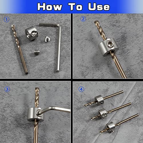 LEONTOOL 12 Pcs 3-16mm Drill Bit Depth Stop Collar Set 304 Stainless Steel Drilling Limit Ring Drill Bit Stop Collar Set Stop Bit Collar Set Drill Tool with Hex Wrenches and Storage Box - Image 3
