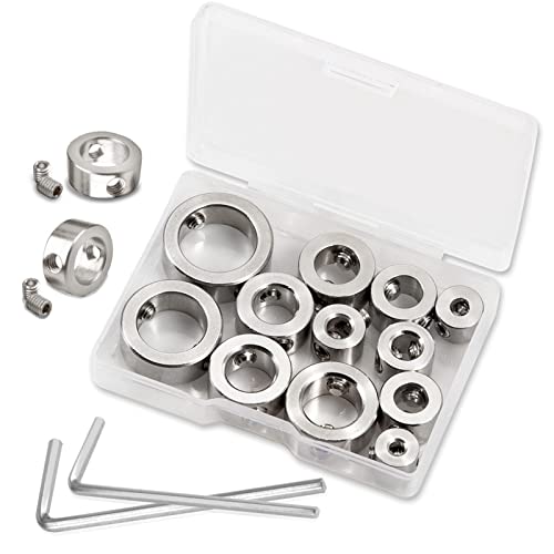 LEONTOOL 12 Pcs 3-16mm Drill Bit Depth Stop Collar Set 304 Stainless Steel Drilling Limit Ring Drill Bit Stop Collar Set Stop Bit Collar Set Drill Tool with Hex Wrenches and Storage Box - Image 1