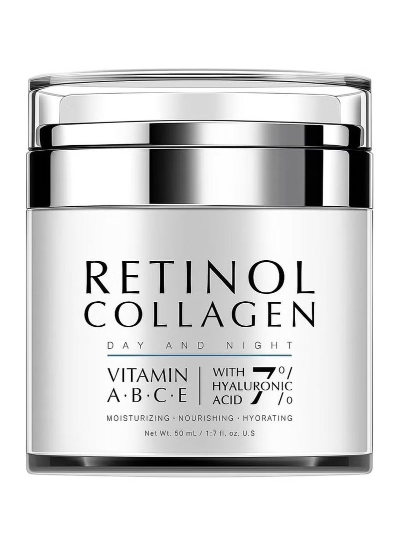 NowNoon Retinol Collagen Day & Night Cream – Anti-Aging Moisturizer with Vitamins A, B, C, E & Hyaluronic Acid – Firming, Hydrating, Women & Men Nourishing Face Cream – 50ml - Image 1